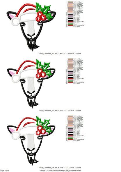 Christmas Goat with Santa Hat and Holly Flower