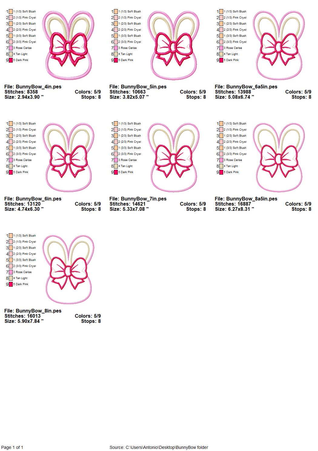 Easter Bunny with Bow Applique