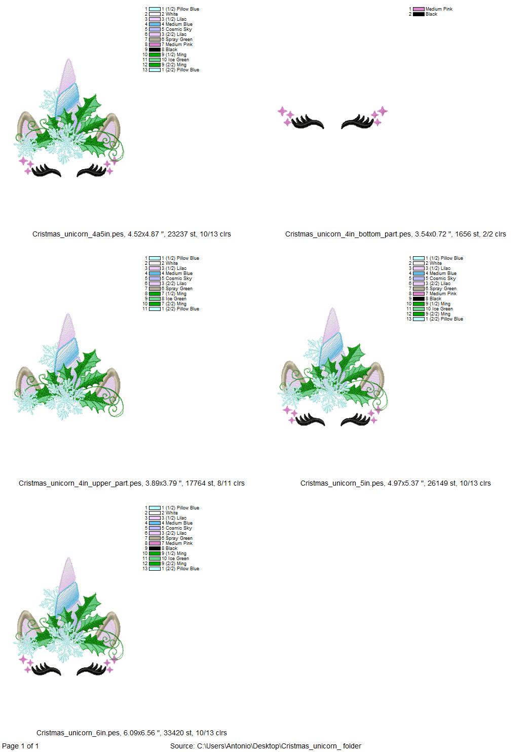 Christmas Unicorn with Floral Holly Crown