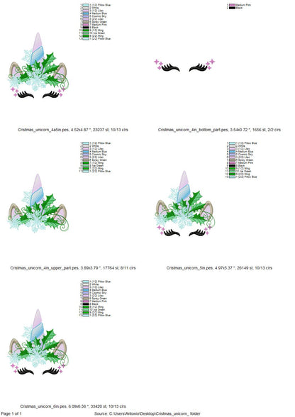 Christmas Unicorn with Floral Holly Crown