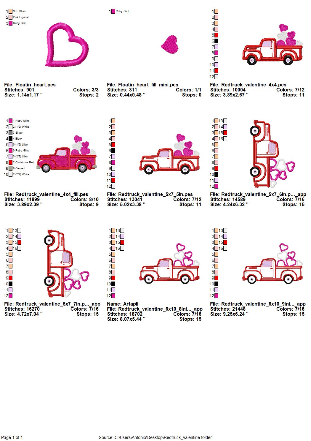 Red Truck with Hearts