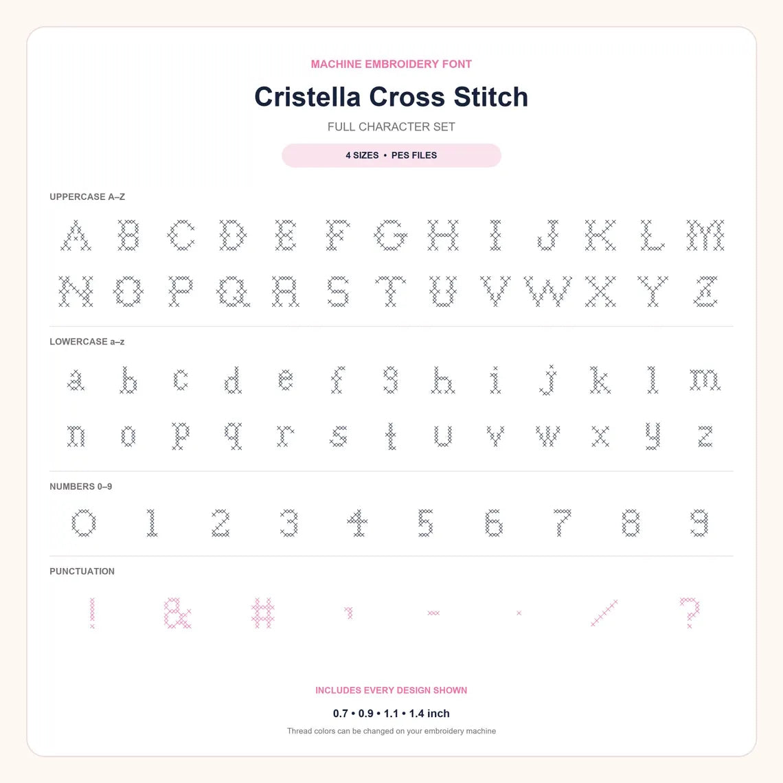 Cross Stitch Font Cristella – machine embroidery font by Artapli, photo 9