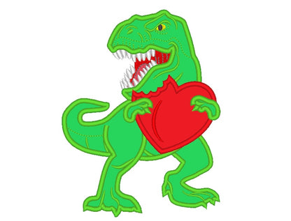 T-Rex Biting Heart Applique