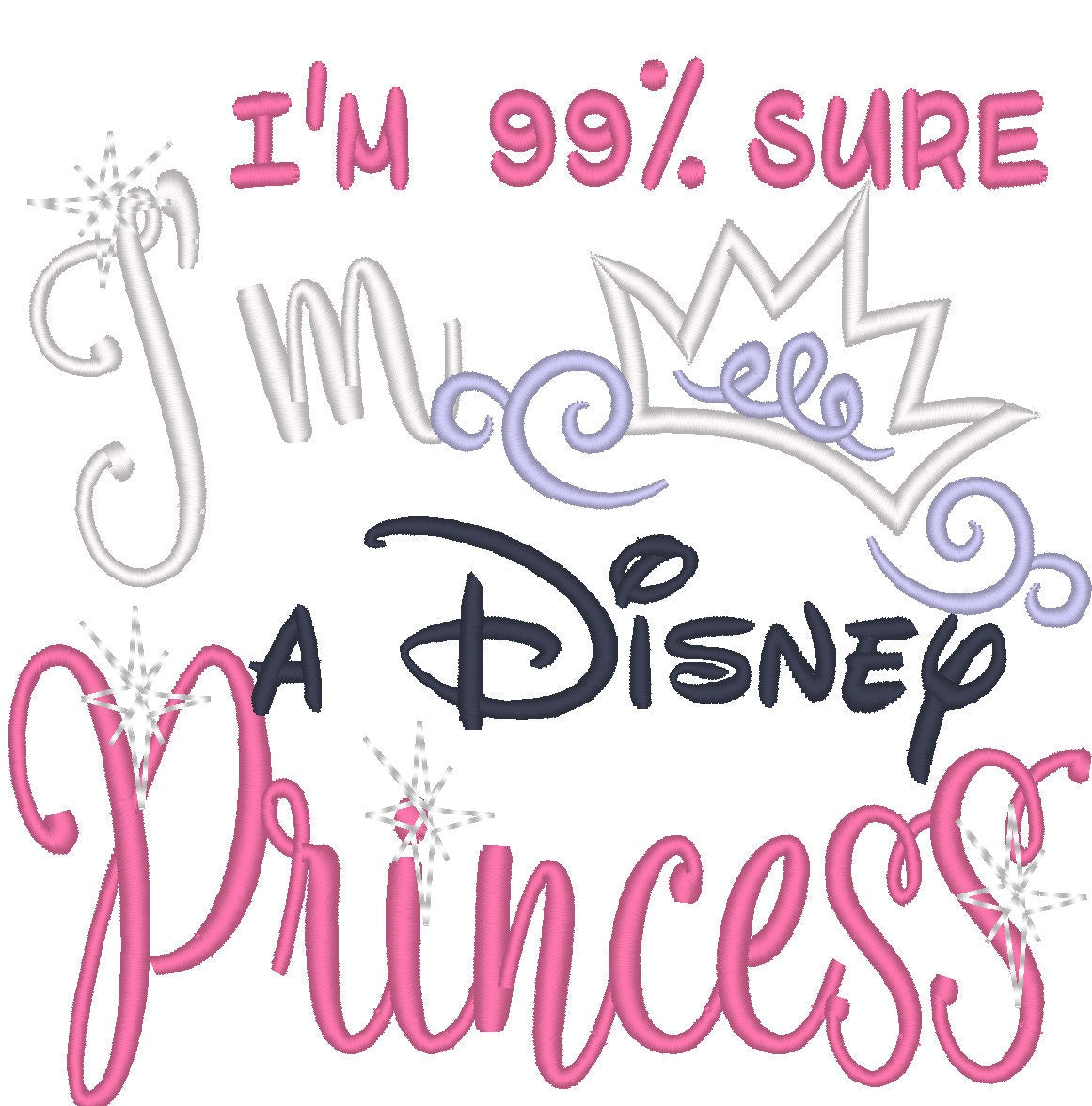 I am Princess Saying quote with a crown applique kids girls outfit machine embroidery designs