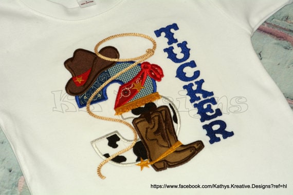 Cowboy Birthday Number - only number Three - 3 – Sizes 4" 5" 7" Digital Embroidery File | Artapli