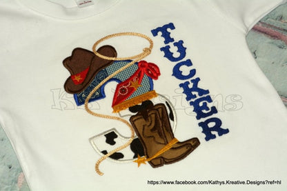 Cowboy Birthday Number - only number Three - 3 – Sizes 4" 5" 7" Digital Embroidery File | Artapli