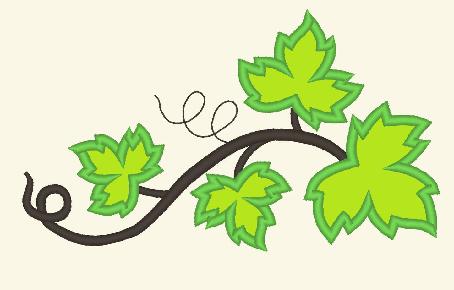 Wine Leaf Branch Machine Embroidery 1" 1.5" 2" 2.5" 3" 4" | PES DST JEF | Artapli