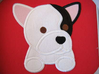Peeking French Bulldog Puppy Dog head face applique machine embroidery designs