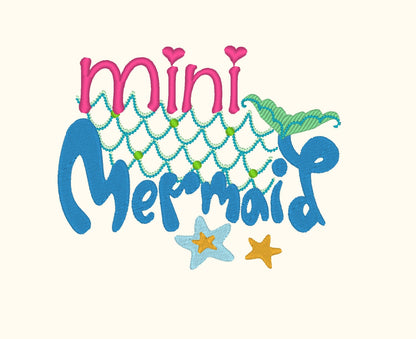 Mini Mermaid Saying Machine Embroidery 4" 4.5" 5" 5.5" 6" 7" | PES DST JEF | Artapli