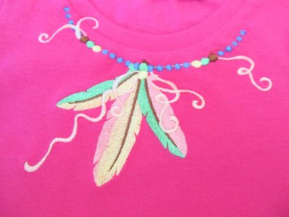 Girls Feather Neckline – Sizes 4" 5" 6" 7" Digital Embroidery File | Artapli