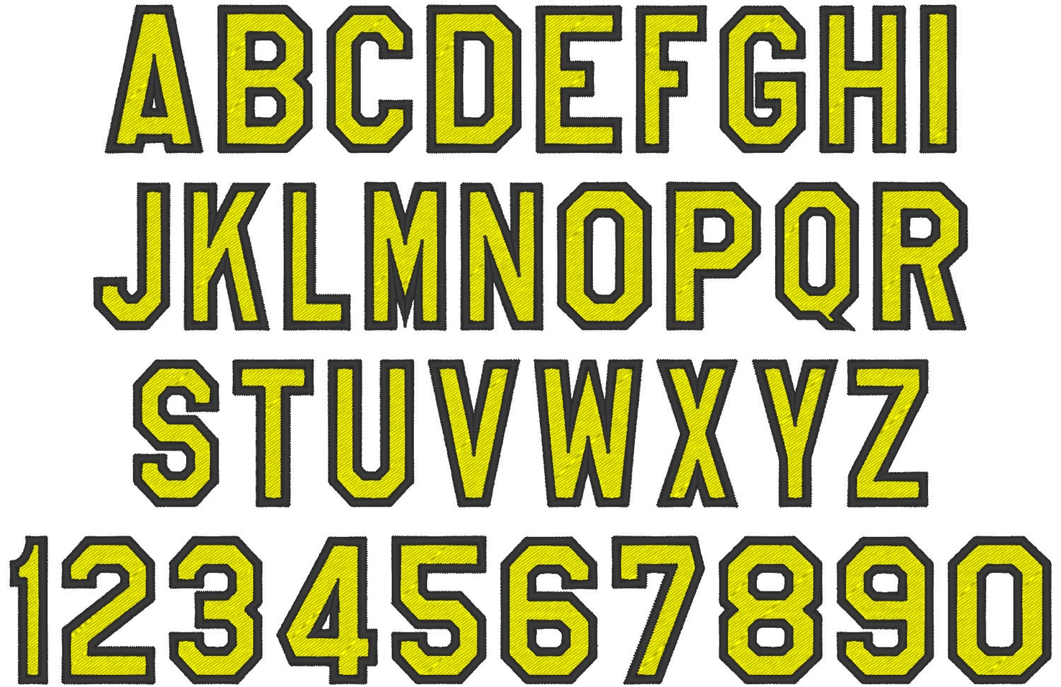 Varsity Collegiate block type Font fill stitch machine embroidery designs capital letters and numbers BX