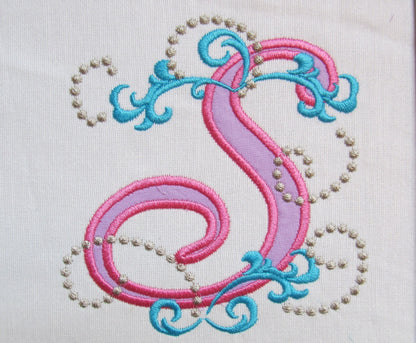 Curl Swirl Monogram Font girly alphabet Applique machine embroidery designs