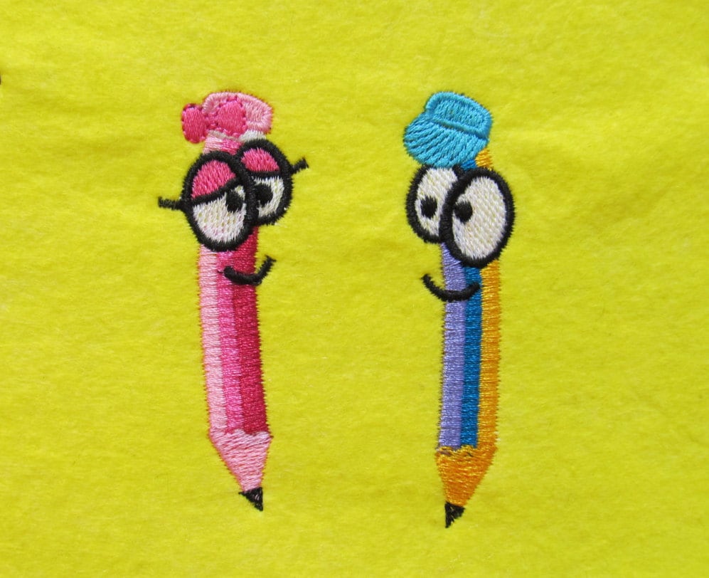 Pencils back to school mini Machine Embroidery 3" 4" 5" 7" | PES DST JEF | Artapli