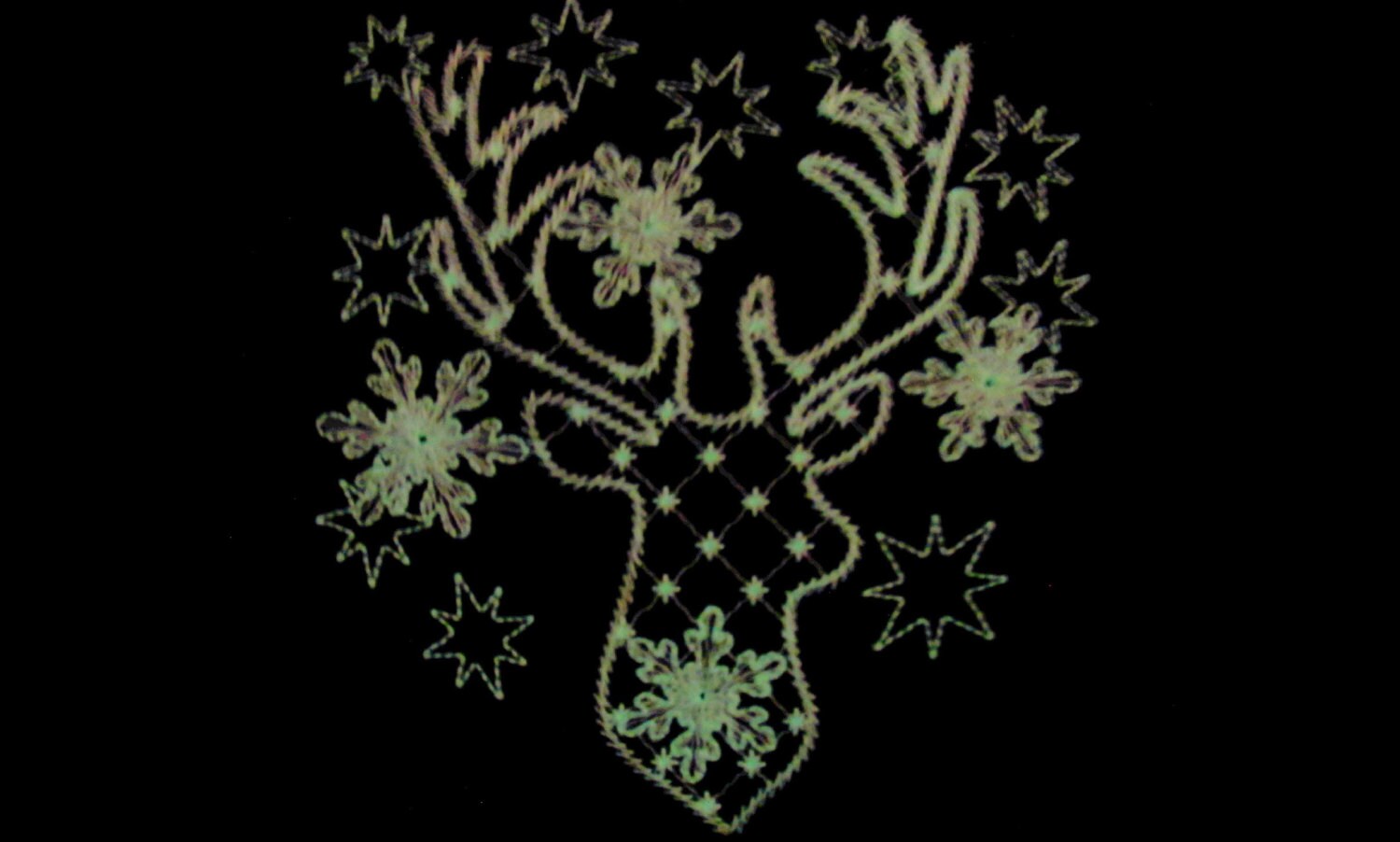 Frozen snowflake Deer Glow in the dark special thread machine embroidery designs deer silhouette outline buck head antlers
