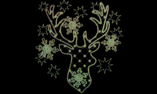 Frozen snowflake Deer Glow in the dark special thread machine embroidery designs deer silhouette outline buck head antlers