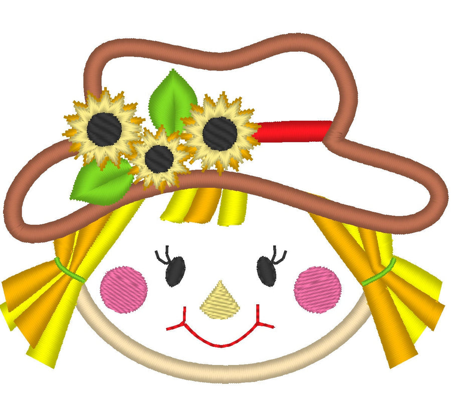 Pretty Scarecrow Girl Machine Embroidery 3" 3.5" 4" 4.5" 5" 7" | PES DST JEF | Artapli
