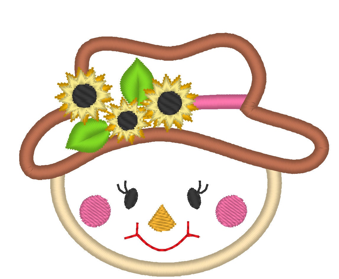 Pretty Little Scarecrow Applique Embroidery 4" 5" 7" | PES DST JEF | Artapli