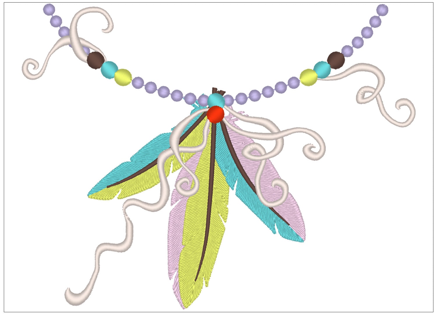 Girls Feather Neckline – Neckline machine embroidery design by Artapli