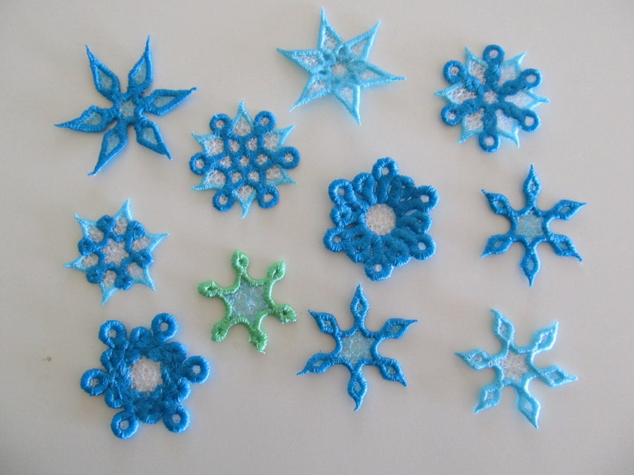 Mini frozen snowflake Freestanding lace Machine Embroidery 2" 4" | PES DST JEF | Artapli