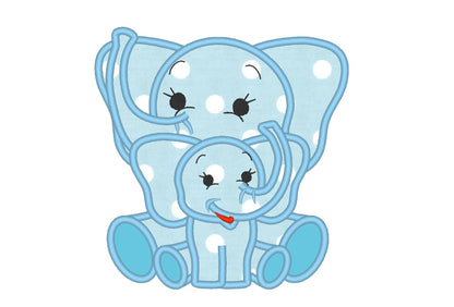 Little elephant mommy and me big and little sister or brother applique machine embroidery designs