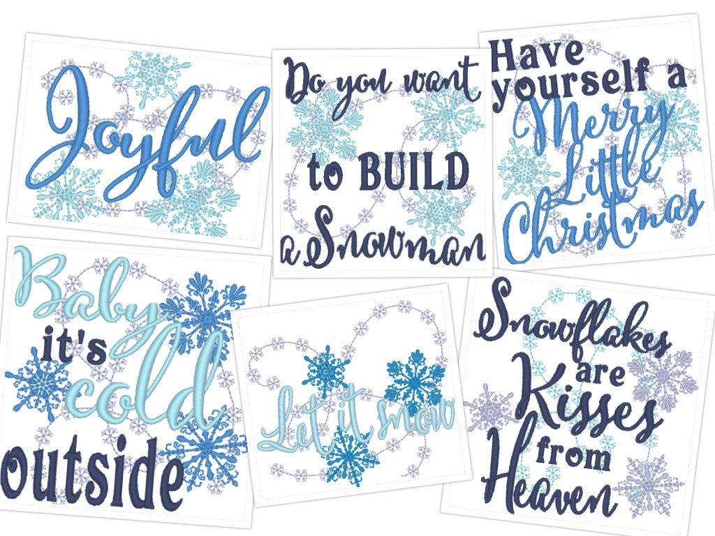 Merry Christmas snow quotes  - machine embroidery designs