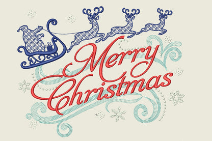 Merry Christmas sketch quick stitch big designs embroidery Banner Garden flag family embroidery designs