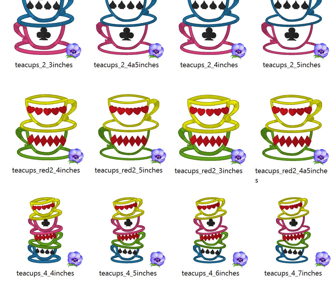 Mad Hatter Tea Party stack of teacups – Instant Download | Artapli