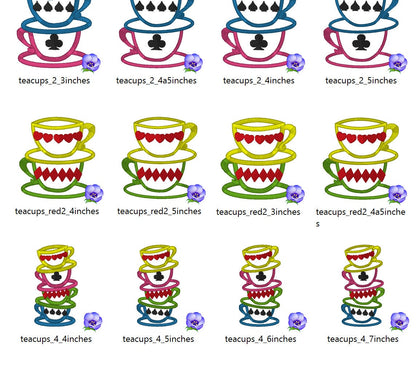 Mad Hatter Tea Party stack of teacups – Instant Download | Artapli
