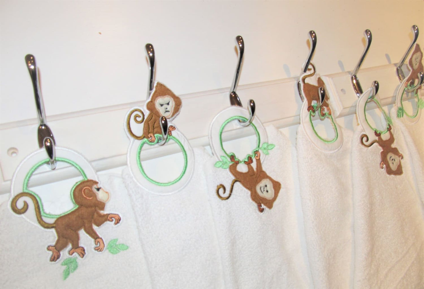 Monkeys Row 7 "in the Hoop" Machine Embroidery Designs, WITH Project, Towel Topper. Hanger, Hanging Hole Embroidery ITH Designs - Etsy