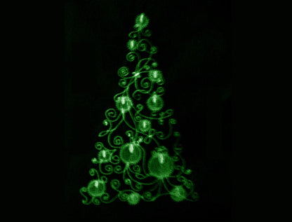 Christmas Tree / Glow in the Dark Special Designed Machine Embroidery / Size 5x7