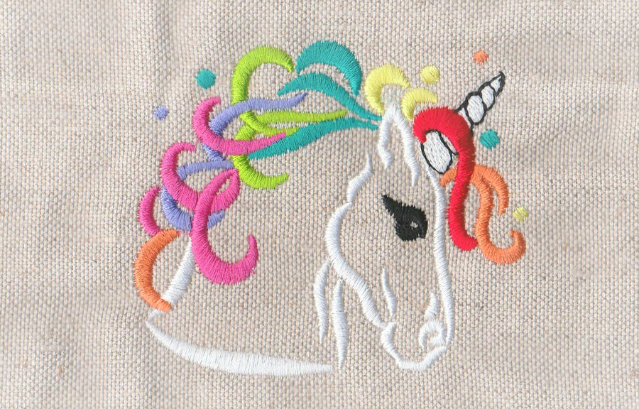 Rainbow Unicorn head colorful curl hair applique machine embroidery designs