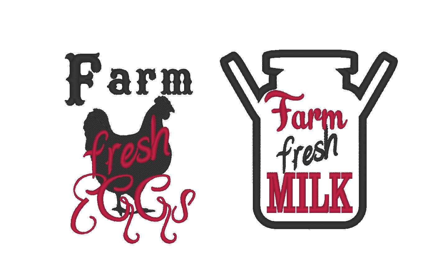 Farm Fresh Eggs and fresh Milk Machine Embroidery 4" 5" 7" | PES DST JEF | Artapli