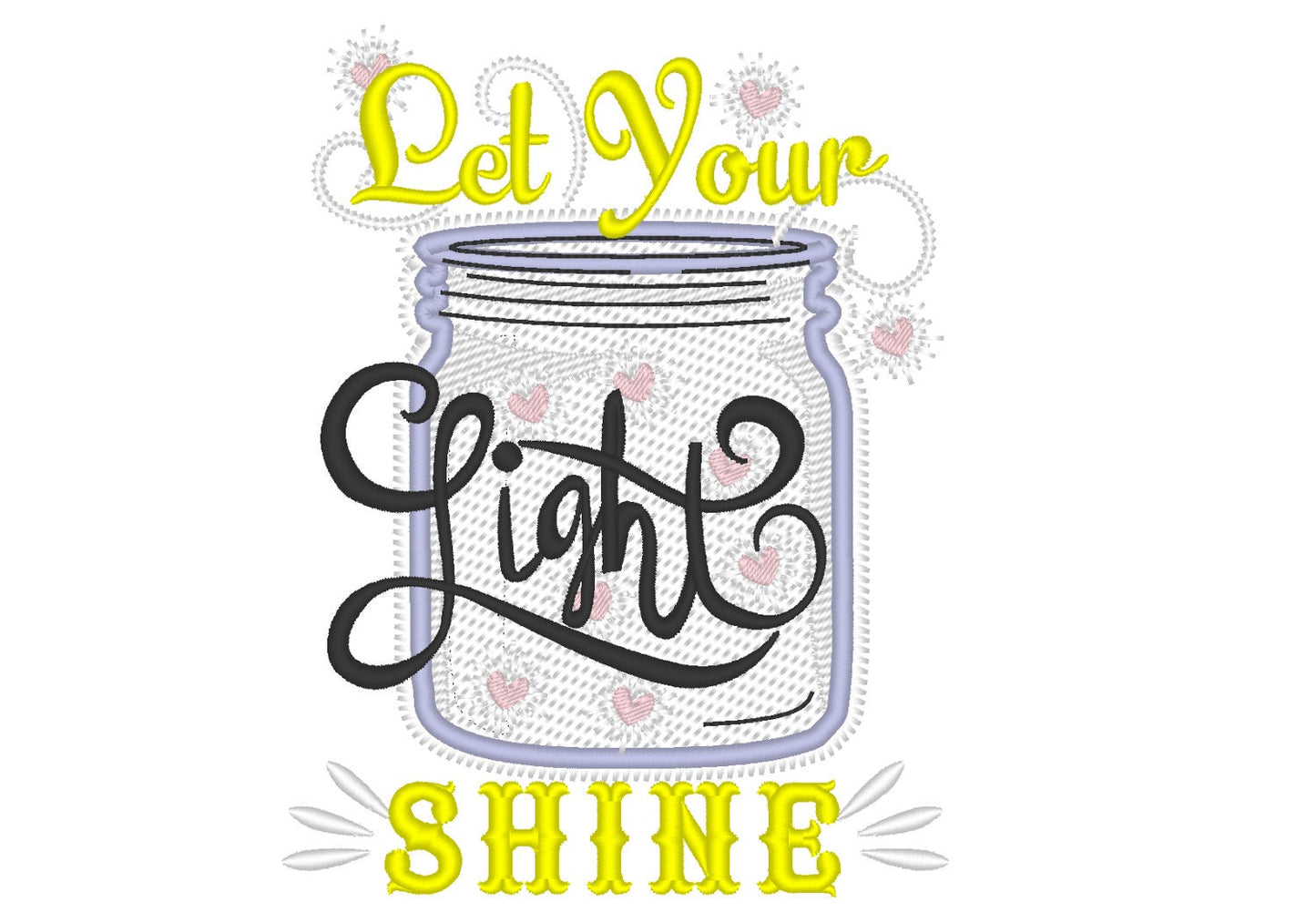 Let your Light Shine embroidery designs Mason jar – Sizes 4" 5" 6" 7" Digital Embroidery File | Artapli