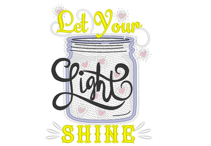 Let your Light Shine embroidery designs Mason jar – Sizes 4" 5" 6" 7" Digital Embroidery File | Artapli