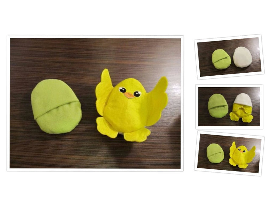 Easter Chick hiding EGG ITH embroidery, In The Hoop Machine Embroidery designs, simple ITH embroidery, surprising egg embroidery kids toy