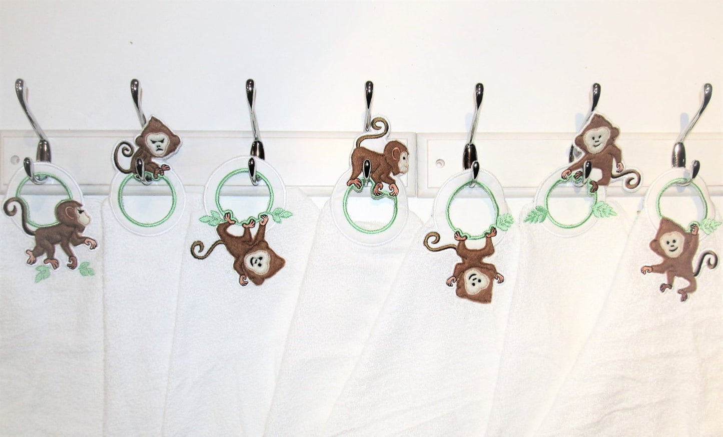 Monkeys Row 7 "in the Hoop" Machine Embroidery Designs, WITH Project, Towel Topper. Hanger, Hanging Hole Embroidery ITH Designs - Etsy