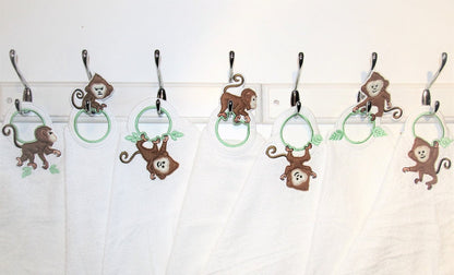 Monkeys Row 7 "in the Hoop" Machine Embroidery Designs, WITH Project, Towel Topper. Hanger, Hanging Hole Embroidery ITH Designs - Etsy