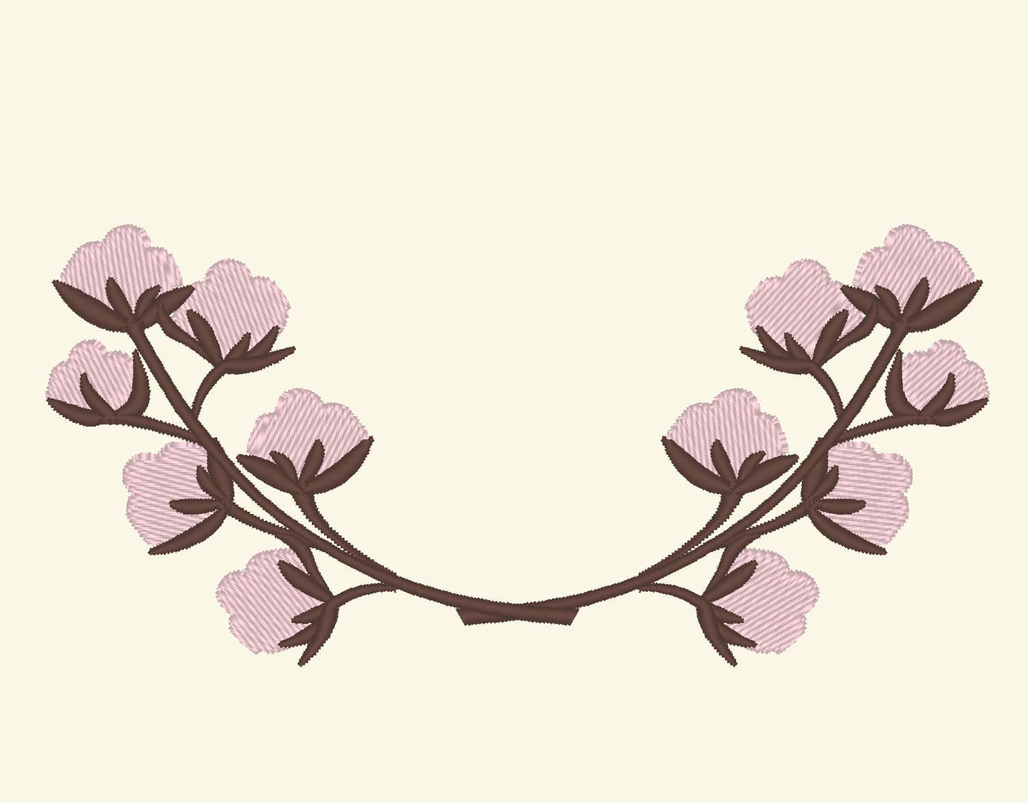 Cotton Branches wreath Machine Embroidery 4" 5" 6" 7" | PES DST JEF | Artapli