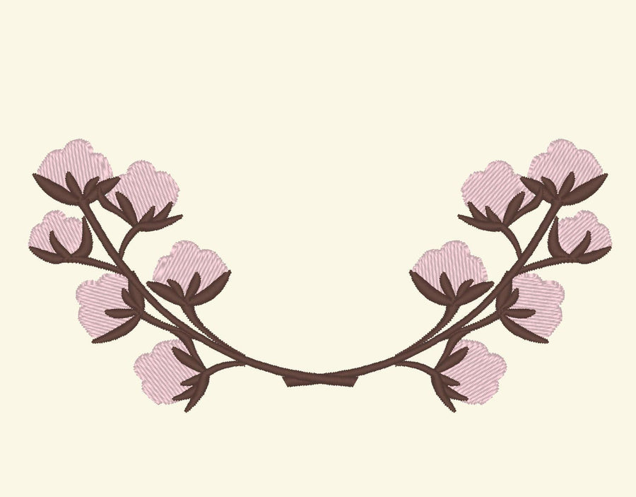 Cotton Branches wreath Machine Embroidery 4" 5" 6" 7" | PES DST JEF | Artapli