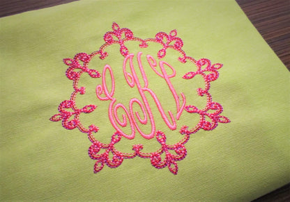 Stencil Circle Monogram Frame and Monogram Font machine embroidery designs