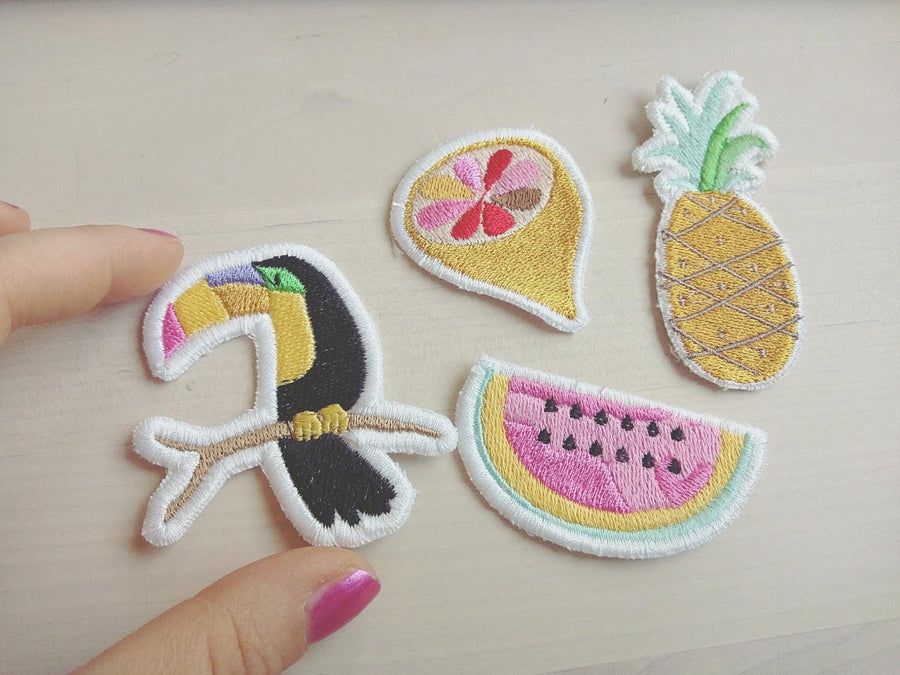 Tropical patches - machine embroidery patch applique designs assorted sizes mini designs 