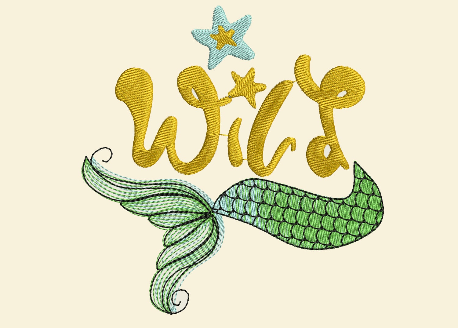Wild Mermaid Tail Machine Embroidery 4" 5" 6" 7" | PES DST JEF | Artapli