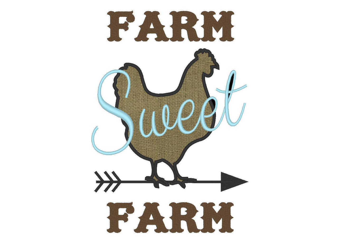 Farm Sweet Farm Saying and Chicken