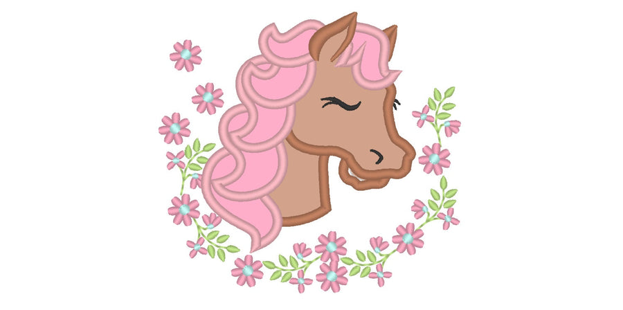 Pretty Horse Head Laurel Applique - image 1