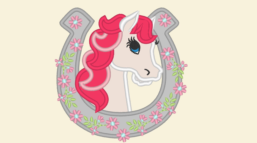Classy Horse Head with Horseshoe Applique - image 1