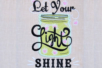 Let your Light Shine embroidery designs Mason jar – Instant Download | Artapli