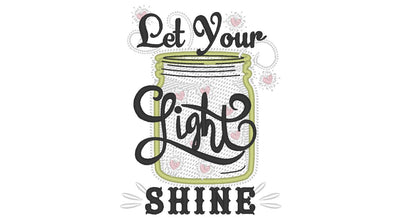 Let your Light Shine embroidery designs  Mason Applique Embroidery 4" 5" 6" 7" | PES DST JEF | Artapli