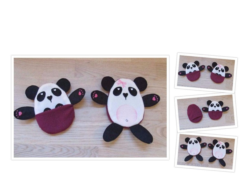 Panda hiding egg ITH embroidery, In The Hoop machine embroidery designs simple surprising egg panda bear Easter embroidery INSTANT DOWNLOAD