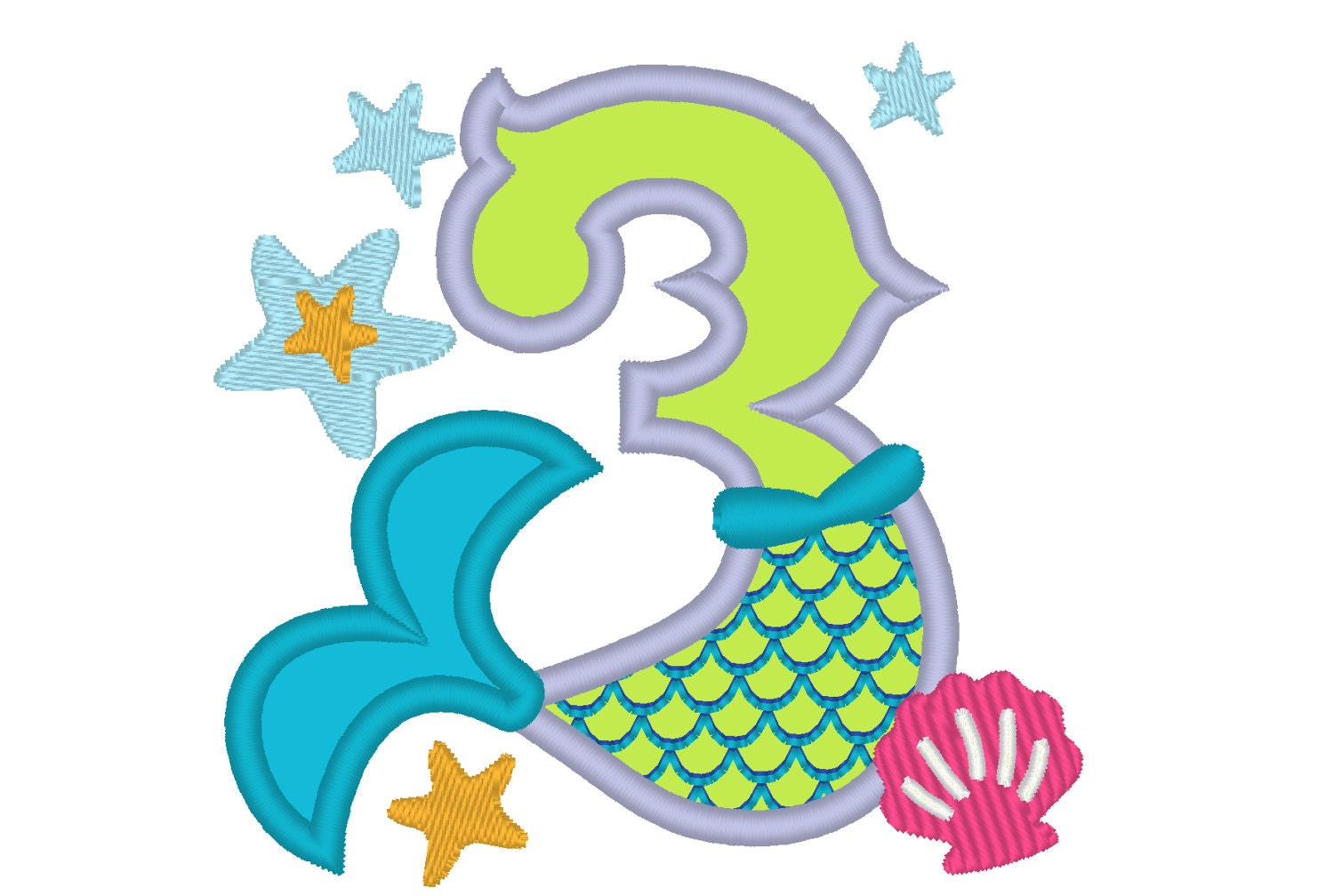 Mermaid Tail Birthday Number 3 - image 1