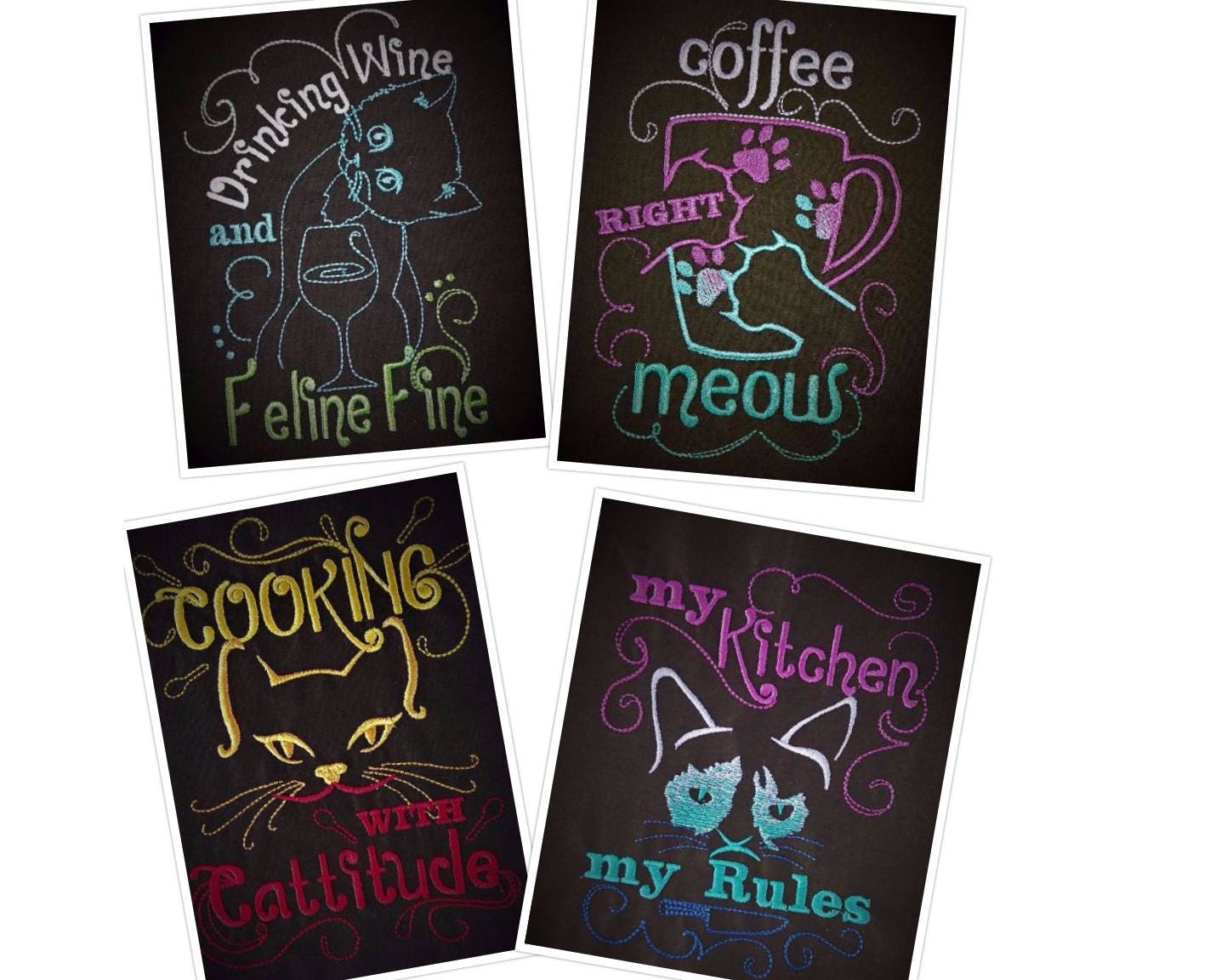 For cat lovers Kitchen cute quotes Machine Embroidery 4" 7" 5" | PES DST JEF | Artapli